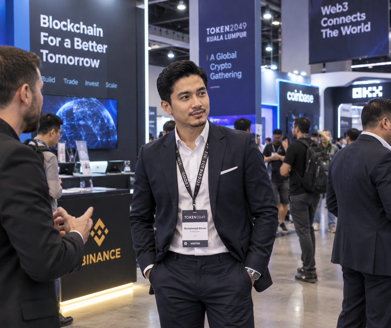 Muhammad Aiman Bin Rahman at an international business and technology conference